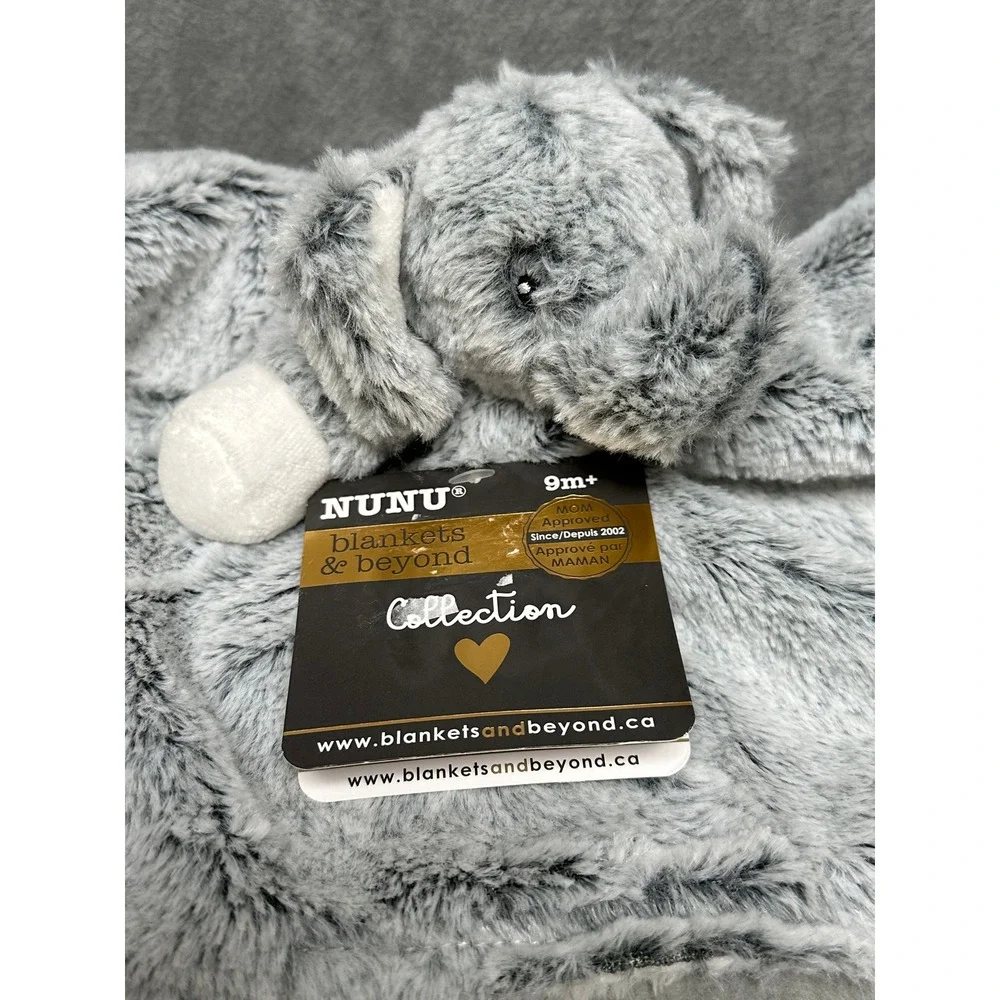 NuNu Blankets & Beyond Elephant Security Blanket Gray Plush Faux‎ Fur Lovey NWT